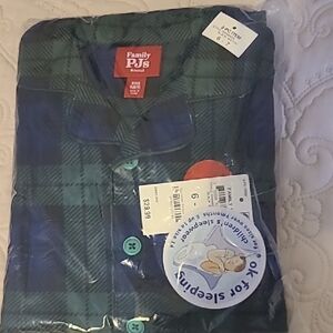 Family Pajamas Green and Blue Plaid Kids Pajama Set